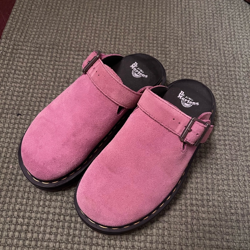 Dr. Martens Pink Suede Zeb Zag Mules